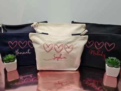 Personalised Embroidered gift for her Make Up / Wash Bag Name Birthday Gift - Image 1 of 4