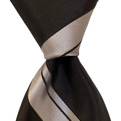 ROBERT TALBOTT Nordstrom Mens Silk XL Necktie USA Designer STRIPE Black/Gray NWT - Image 1 of 3
