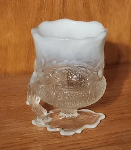 Mosser White Opalescent Glass Oak Leaf and Acorn Spooner with Handle - Picture 1 of 12