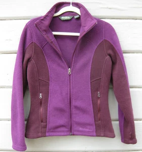 Eddie Bauer POLARTEC burgunderrot und braun Fleecejacke mit durchgehendem Reißverschluss vorne Wms Small - Bild 1 von 7