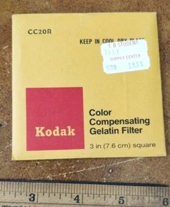 CC20R Color Compensating Fliter 3" - 75mm Square Kodak  gelatin filter - Picture 1 of 4