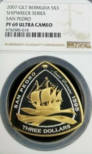 2007 BERMUDA SILVER $3 SHIPWRECKS SAN PEDRO NGC PF 69 ULTRA CAMEO TOP POP BEAUTY - Picture 1 of 3