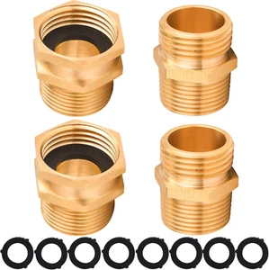 M MINGLE Garden Hose Adapter, 3/4 Inch GHT to 3/4 Inch NPT Brass Connector, w... - Picture 1 of 14
