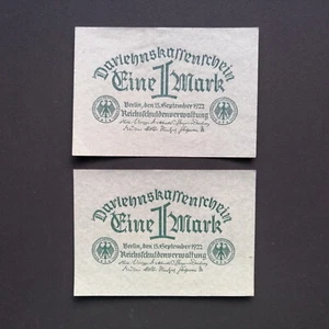 GERMANY LOT 2 x 1 MARK 1922 P-61a UNC - Picture 1 of 2