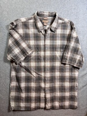 Bruno Washable Linen Button Up Shirt Size L Windowpane Plaid - Image 1 of 4
