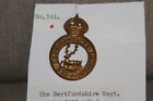  British Army Uniform Cap Badge, The Hertfordshire Regiment
