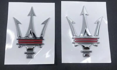 2x Insignia emblema lateral cromada/roja para Maserati Quattroporte Levante MC20 Trident Foto 1 de 4