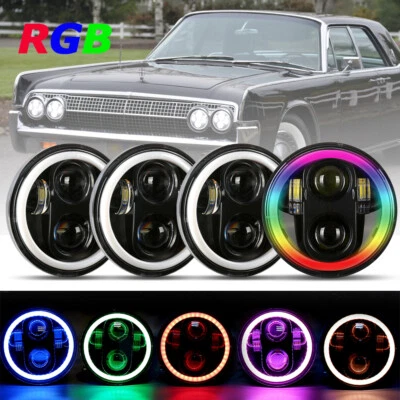 4 PIEZAS RGB 5.75" LED Faros Alto/Bajo Haz DRL Ojo de Ángel para Lincoln Continental Foto 1 de 4