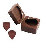 Wooden Guitar Picks Case Container with 2 Guitar Picks
