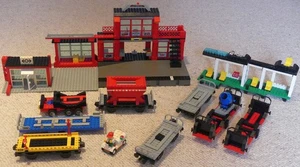 Lego Eisenbahn Bahnhof Waggons City 9V Technik  fertig verbaut - Bild 1 von 6