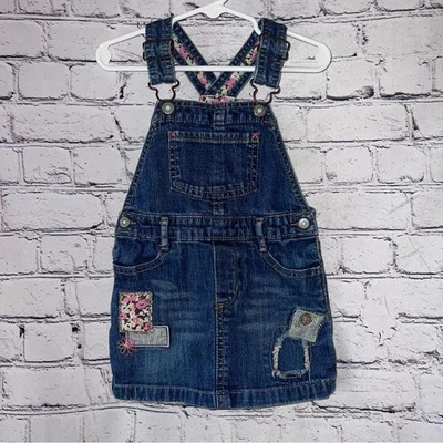 Oshkosh Vintage Genuine Kids Denim Patchwork Overalls Dress Size 2T - Image 1 of 4