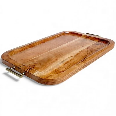 Bandeja rectangular de madera de acacia Better Homes & Gardens original 2021 13"x 22,5"x 1" Foto 1 de 4