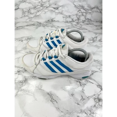 Adidas Barricade Tennis Sneakers Women's Size UK 4 White Blue Leather Low Top - Image 1 of 4