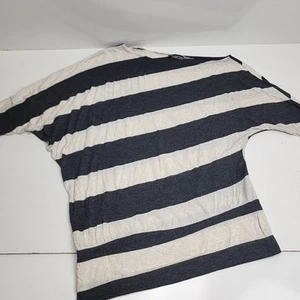 Body Central Boutique Gray & Ivory Striped Off the Shoulder Shirt Women's Size L - Picture 1 of 6