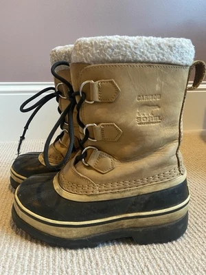 Bota con cordones Sorel Kids Caribou, marrón impermeable, talla 13 Foto 1 de 4