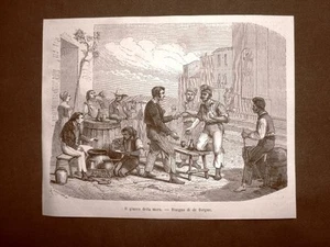 Napoli nel 1863 Il gioco della morra Campania Moda e costume - Picture 1 of 1