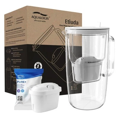 Wasserfilterkanne aus Glas 2.9 L Weiß Kompatibel mit Brita-Wasserfilterkartus - Bild 1 von 4