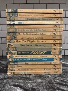 Vtg Lot of 18 Random House STEP UP Books MEET Series HC Educational -60s/70s - Imagen 1 de 17