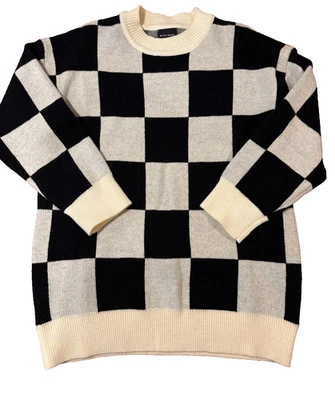 Suéter Miou Muse Mujer PEQUEÑO Estampado a Cuadros Marfil Blanco Negro Cuadros Foto 1 de 4
