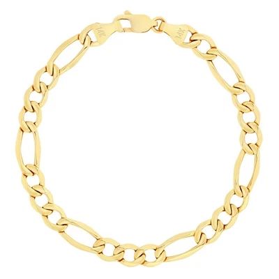 14K Yellow Gold 5.5mm Italian Figaro Chain Link Bracelet Mens Women 7" 8" 9" - Image 1 of 4