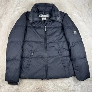 Columbia Damen schwarz Daunen Federn Puffer Jacke Mantel Reißverschluss Größe Medium - Bild 1 von 7