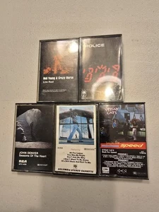 Classic Rock Cassette Tape Lot Police Billy Joel Stray Cats Neil Young J Denver - Picture 1 of 9