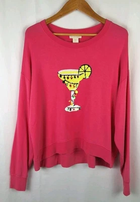 Suéter Cynthia Rowley Rosa Cuello Redondo Talla Grande Estampado Martini Embellecido  Foto 1 de 4