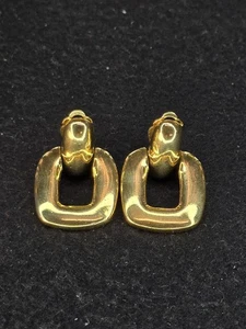 Givenchy Vintage Clip Earrings Dangle Hoop Heavy Gold Color - Picture 1 of 6