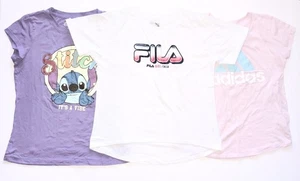 Paket mit 3 T-Shirts Jugendgröße Mädchen 14/16 Kurzarm Grafik T-Shirts Adidas Fila - Bild 1 von 13