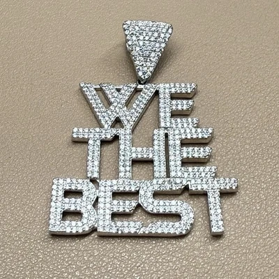 925 Sterling Silver CZ "We The Best" Pendant 8g 4.2mm Bail - Изображение 1 из 4