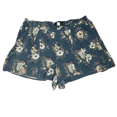 Pantalones Cortos Torrid Para Mujer 2X Azul Floral Tiro Alto Forrados Bolsillos Ligeros Verano Foto 1 de 4