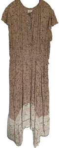 Knox Rose Womens MIDI Dress Size XXL V-Neck Elastic Waist Shark Bite Hem Multi - Picture 1 of 14