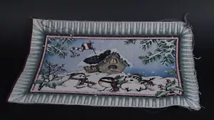 Escena de invierno muñecos de nieve pájaros casa bronceada tapiz sin terminar lugar alfombra pared - Imagen 1 de 5