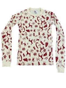 Hanna Andersson Kids Organic Cotton Holiday Reindeer Long John Pajama Top Sz 14 - Picture 1 of 3