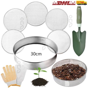5 in1 Gartensieb aus Edelstahl Kompostsieb Erdsieb 30 cm mit 5 austauschbare Set - Bild 1 von 14
