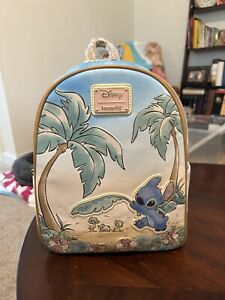 Loungefly Disney Stitch Ducklings Palm Tree Mini Backpack New 