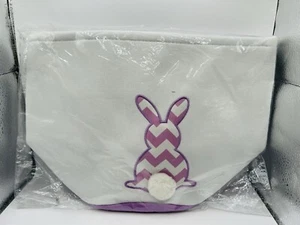 Purple Easter Tote – Chevron Bunny Canvas Bag for Spring Celebrations - Picture 1 of 5
