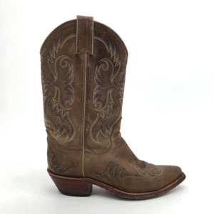 Nocona Womens Western Cowboy Boots Brown Leather Mid Calf Cuban Heel Pull On 6B - Picture 1 of 12