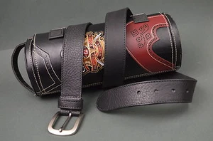 CINTURON HOMBRE NEGRO CUERO GENUINO 35 MM HECHO MANO UBRIQUE MA LEATHER CLASSIC - Bild 1 von 8