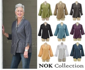 WATERSISTER Pintuck Algodón NOK Bordado a Mano VERDAD TOP Angulado S-4XL 8 COLORES - Imagen 1 de 25