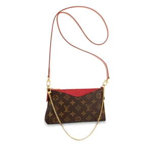❤️NEW LOUIS VUITTON Pallas Clutch Chain Crossbody Bag Monogram Red RARE GIFT SET - Picture 1 of 15