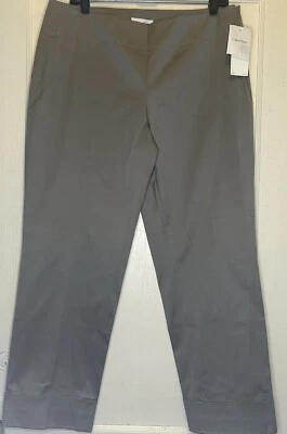 Calvin Klein Size 12 Cobblestone Brown Creased Cuffed Twill Trousers Pants NWT - Image 1 of 4