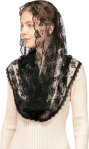 Wgior Embroidered Lace Chapel Veil Infinity Mantilla Veils Catholic Church Veil  - Picture 1 of 12
