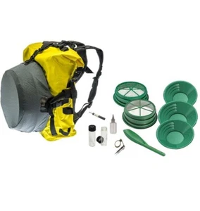 Green Large Gold 1/4" & 1/8" Classifier Screen & Gold  Panning Kit & Backpack - Picture 1 of 10
