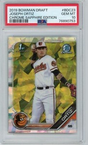 2019 BOWMAN DRAFT CHROME SAPPHIRE EDITION JOSEPH ORTIZ RC ORIOLES PSA 10  RC QTY