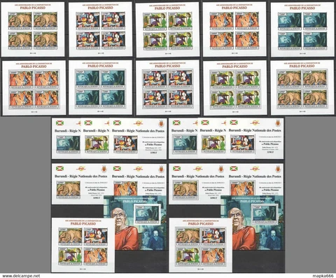 BU159 IMPERF,PERF 2013 BURUNDI PABLO PICASSO ART PAINTINGS !!! 12KB+12BL MNH Cover