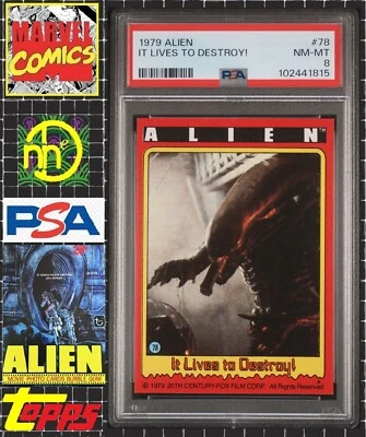 1979 Topps Alien - 78 Xenomorph / It Lives to Destroy! - PSA 8 NM-MT - Image 1 of 4