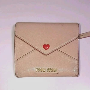 miumiu MADRAS LOVE Letter Heart Geldbörse dreifach gefaltet pink beige - Bild 1 von 10