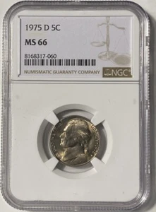 🔥1975 D Jefferson Nickel 5C NGC MS 66🔥 - Picture 1 of 2