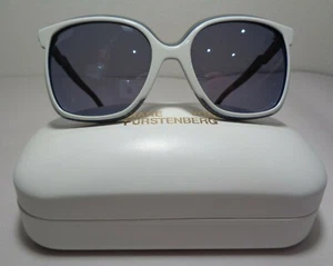 Diane von Furstenberg KARLIE White Blue Beige Laminate New Women's Sunglasses - Picture 1 of 12